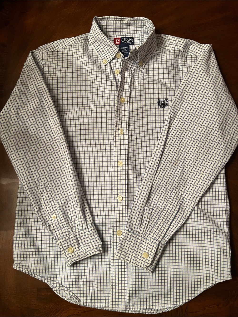 Chaps White and Navy Check Button-Down Shirt